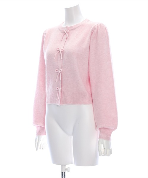 clear（クリア）の「リボンニットカーディガン [甘めコーデ 着心地抜群]≪再入荷≫（カーディガン/ボレロ・レディース・サックスブルー/ピンク/アイボリー・F）」の5枚目の写真
