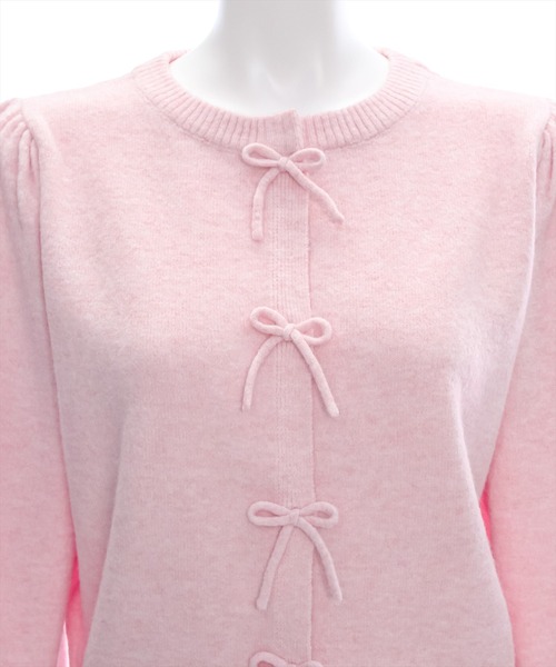 clear（クリア）の「リボンニットカーディガン [甘めコーデ 着心地抜群]≪再入荷≫（カーディガン/ボレロ・レディース・サックスブルー/ピンク/アイボリー・F）」の9枚目の写真