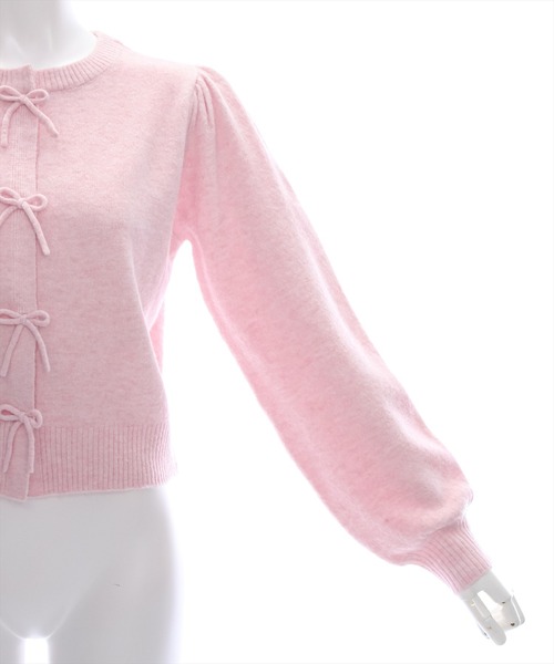 clear（クリア）の「リボンニットカーディガン [甘めコーデ 着心地抜群]≪再入荷≫（カーディガン/ボレロ・レディース・サックスブルー/ピンク/アイボリー・F）」の10枚目の写真