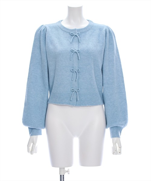 clear（クリア）の「リボンニットカーディガン [甘めコーデ 着心地抜群]≪再入荷≫（カーディガン/ボレロ・レディース・サックスブルー/ピンク/アイボリー・F）」の13枚目の写真