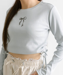 テレコ裾脇ドロストTシャツ