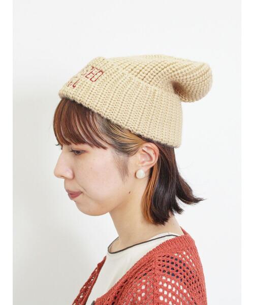 Samansa Mos2(サマンサ モスモス)の「ロゴ刺繍ニット帽(ハット・レディース・オフホワイト/モカ・F)」の15枚目の写真