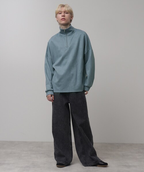 tk.TAKEO KIKUCHI（ティーケータケオキクチ）の「スエード調プチドルマンハーフジップカットソー（Tシャツ/カットソー・メンズ・チャコールグレー/ブルー/ライトグレー/ベージュ/ライトパープル/ネイビー/ブラック/モスグリーン・01/02/03）」の13枚目の写真