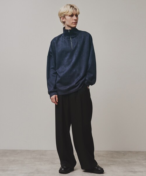 tk.TAKEO KIKUCHI（ティーケータケオキクチ）の「スエード調プチドルマンハーフジップカットソー（Tシャツ/カットソー・メンズ・チャコールグレー/ブルー/ライトグレー/ベージュ/ライトパープル/ネイビー/ブラック/モスグリーン・01/02/03）」の17枚目の写真