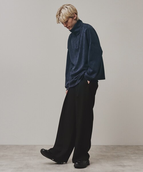 tk.TAKEO KIKUCHI（ティーケータケオキクチ）の「スエード調プチドルマンハーフジップカットソー（Tシャツ/カットソー・メンズ・チャコールグレー/ブルー/ライトグレー/ベージュ/ライトパープル/ネイビー/ブラック/モスグリーン・01/02/03）」の18枚目の写真