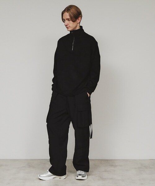 tk.TAKEO KIKUCHI（ティーケータケオキクチ）の「スエード調プチドルマンハーフジップカットソー（Tシャツ/カットソー・メンズ・チャコールグレー/ブルー/ライトグレー/ベージュ/ライトパープル/ネイビー/ブラック/モスグリーン・01/02/03）」の21枚目の写真