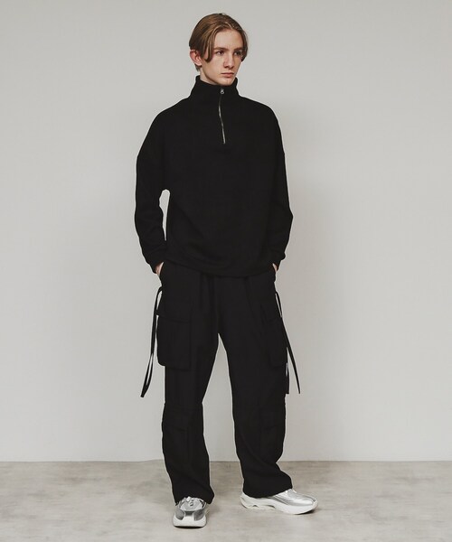 tk.TAKEO KIKUCHI（ティーケータケオキクチ）の「スエード調プチドルマンハーフジップカットソー（Tシャツ/カットソー・メンズ・チャコールグレー/ブルー/ライトグレー/ベージュ/ライトパープル/ネイビー/ブラック/モスグリーン・01/02/03）」の22枚目の写真