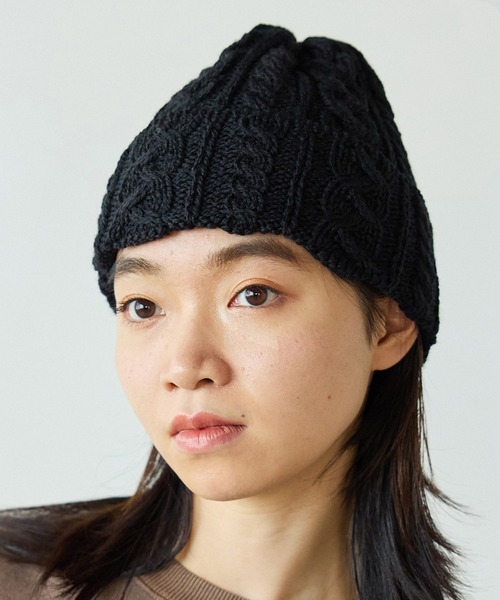 HIGHLAND 2000（ハイランドトゥーサウザンド）の「HIGHLAND2000/ハイランド2000 Bobcap MerinoWool メリノウール ニット帽（ニットキャップ/ビーニー・レディース・ブラウン/ホワイト/ブラック/ライトグレー・FREE）」の3枚目の写真