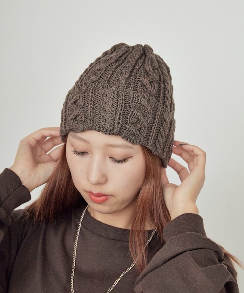 HIGHLAND 2000（ハイランドトゥーサウザンド）の「HIGHLAND2000/ハイランド2000 Bobcap MerinoWool メリノウール ニット帽（ニットキャップ/ビーニー・レディース・ブラウン/ホワイト/ブラック/ライトグレー・FREE）」の9枚目の写真