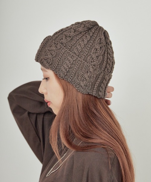 HIGHLAND 2000（ハイランドトゥーサウザンド）の「HIGHLAND2000/ハイランド2000 Bobcap MerinoWool メリノウール ニット帽（ニットキャップ/ビーニー・レディース・ブラウン/ホワイト/ブラック/ライトグレー・FREE）」の13枚目の写真