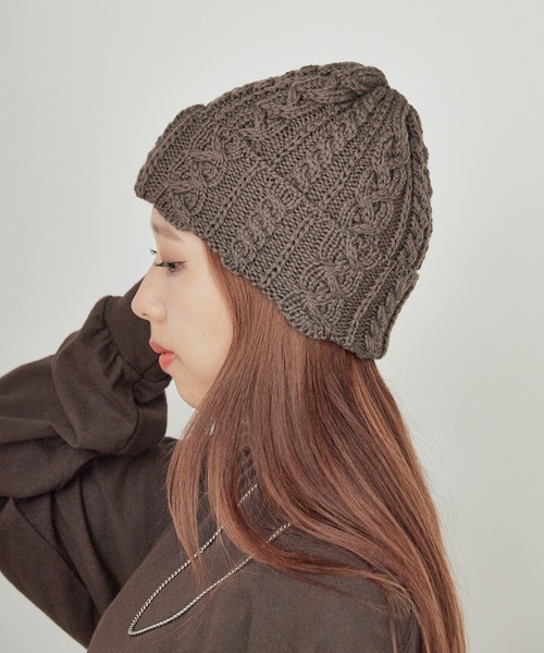 HIGHLAND 2000（ハイランドトゥーサウザンド）の「HIGHLAND2000/ハイランド2000 Bobcap MerinoWool メリノウール ニット帽（ニットキャップ/ビーニー・レディース・ブラウン/ホワイト/ブラック/ライトグレー・FREE）」の17枚目の写真