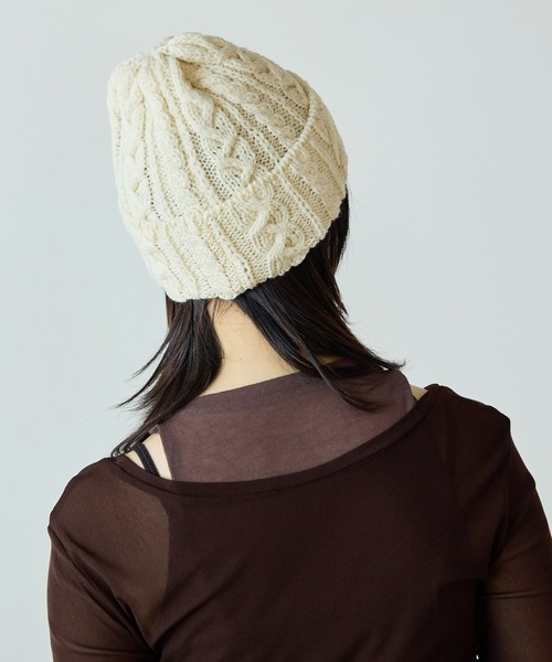 HIGHLAND 2000（ハイランドトゥーサウザンド）の「HIGHLAND2000/ハイランド2000 Bobcap MerinoWool メリノウール ニット帽（ニットキャップ/ビーニー・レディース・ブラウン/ホワイト/ブラック/ライトグレー・FREE）」の10枚目の写真