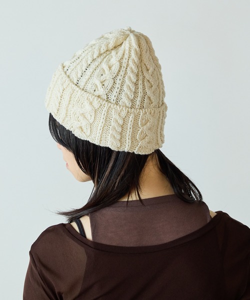 HIGHLAND 2000（ハイランドトゥーサウザンド）の「HIGHLAND2000/ハイランド2000 Bobcap MerinoWool メリノウール ニット帽（ニットキャップ/ビーニー・レディース・ブラウン/ホワイト/ブラック/ライトグレー・FREE）」の15枚目の写真