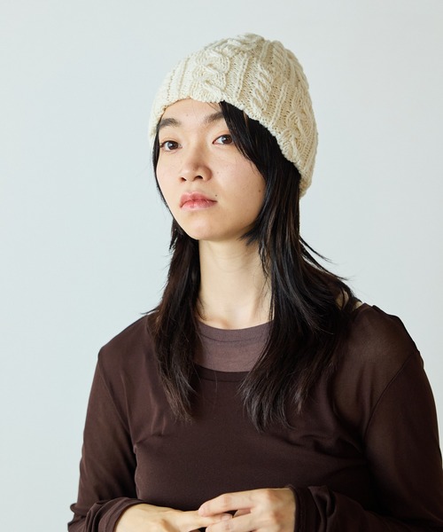 HIGHLAND 2000（ハイランドトゥーサウザンド）の「HIGHLAND2000/ハイランド2000 Bobcap MerinoWool メリノウール ニット帽（ニットキャップ/ビーニー・レディース・ブラウン/ホワイト/ブラック/ライトグレー・FREE）」の16枚目の写真