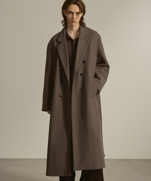 Knit melton side zip double chester coat／ニットメルトンオーバー