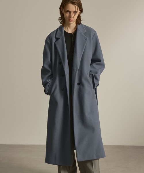 Knit melton side zip double chester coat／ニットメルトンオーバー
