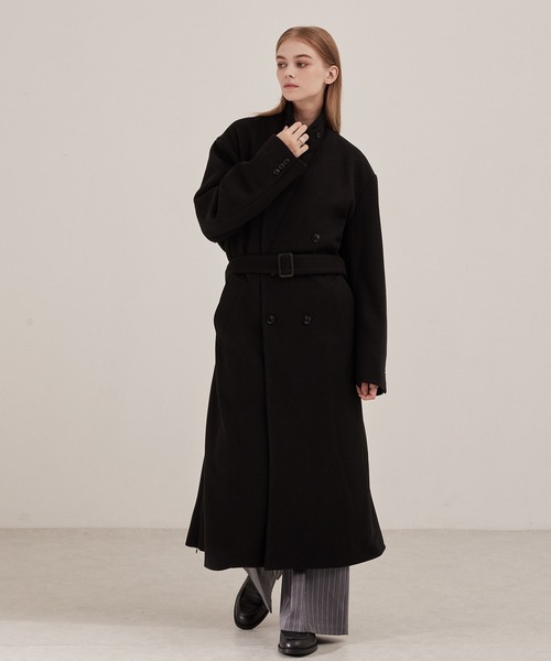 テックメルトンオーバーロングサイドジップダブルチェスターコート