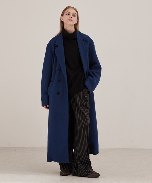 テックメルトンオーバーロングサイドジップダブルチェスターコート