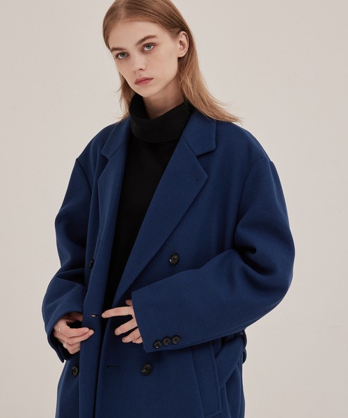 テックメルトンオーバーロングサイドジップダブルチェスターコート