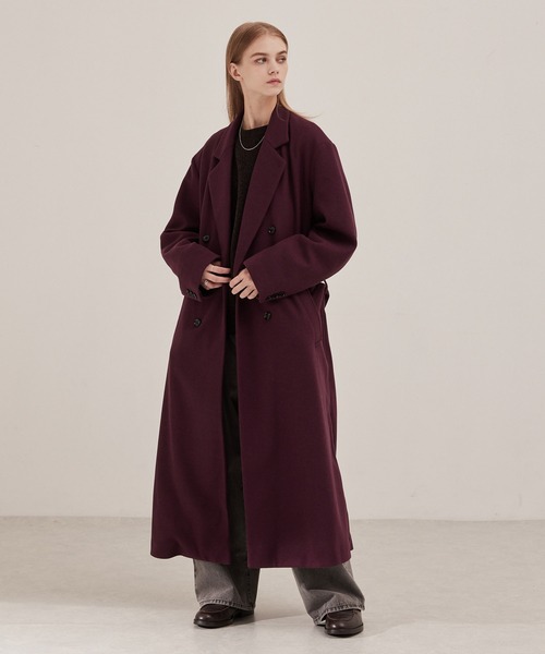 テックメルトンオーバーロングサイドジップダブルチェスターコート