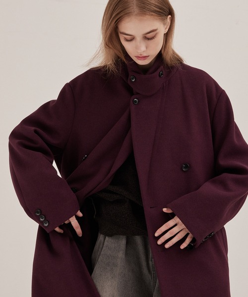 テックメルトンオーバーロングサイドジップダブルチェスターコート