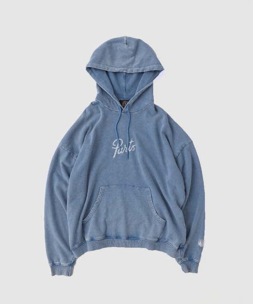 EDIFICE(エディフィス)の「PARIS BASKETBALL(パリ バスケットボール) 別注 ウォッシュド フーディー(パーカー・メンズ・ブルー/ブラック・MEDIUM/LARGE)」の2枚目の写真