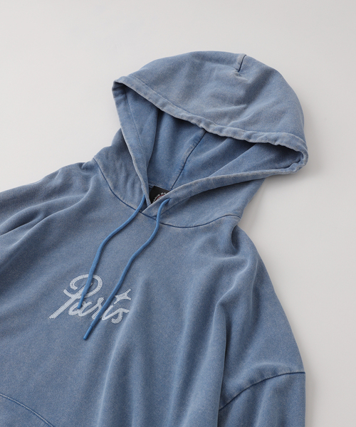 EDIFICE(エディフィス)の「PARIS BASKETBALL(パリ バスケットボール) 別注 ウォッシュド フーディー(パーカー・メンズ・ブルー/ブラック・MEDIUM/LARGE)」の4枚目の写真