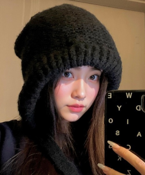 LADY LIKE(レディライク)の「手編み風ノルディック柄ドロストニット帽(ニットキャップ/ビーニー・レディース・ダークベージュ/ブラウン/ブラック/オフホワイト/ブラウン系その他/グレー系その他/ブラック系その他/ホワイト系その他・F)」の4枚目の写真