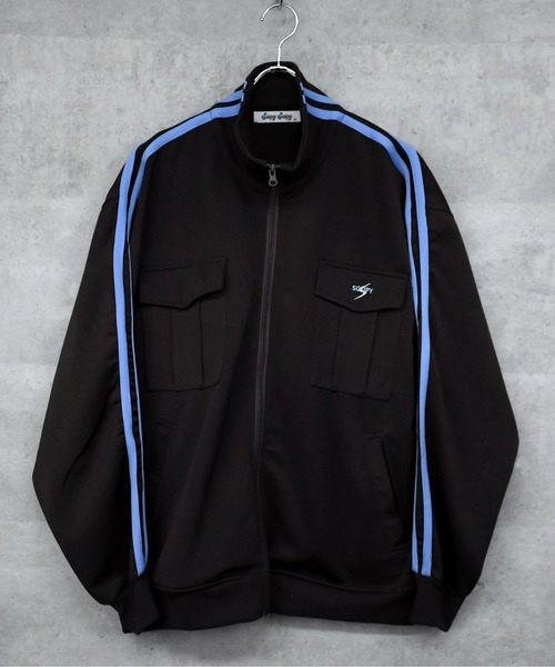 Soupy Soupy(スーピースーピー)の「【Soupy Soupy】sleeve line one point logo track jacket/袖ライン ワンポイント 刺繍 トラックジャケット レディース メンズ(ジャージ・メンズ・ネイビー/ブラウン/オフホワイト・L/M)」の5枚目の写真