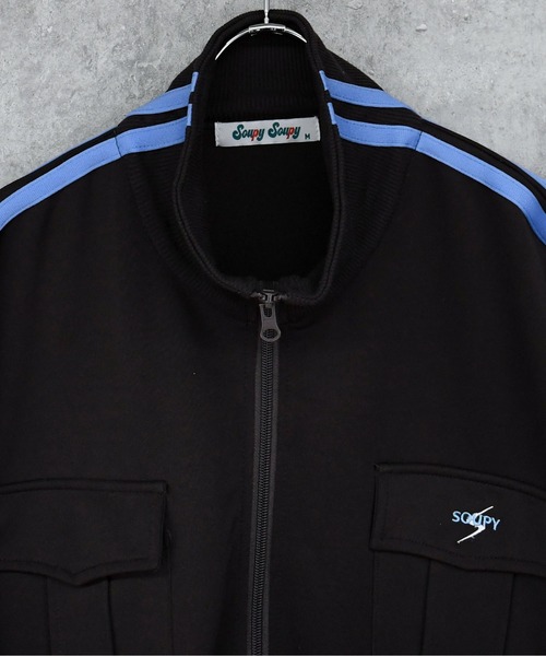 Soupy Soupy(スーピースーピー)の「【Soupy Soupy】sleeve line one point logo track jacket/袖ライン ワンポイント 刺繍 トラックジャケット レディース メンズ(ジャージ・メンズ・ネイビー/ブラウン/オフホワイト・L/M)」の8枚目の写真