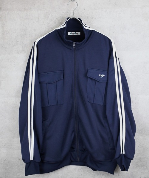 Soupy Soupy(スーピースーピー)の「【Soupy Soupy】sleeve line one point logo track jacket/袖ライン ワンポイント 刺繍 トラックジャケット レディース メンズ(ジャージ・メンズ・ネイビー/ブラウン/オフホワイト・L/M)」の6枚目の写真
