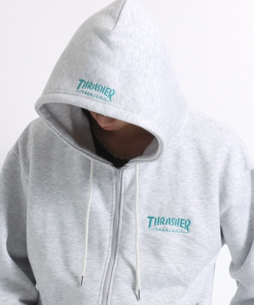 THRASHER（スラッシャー）の「THRASHER（スラッシャー）ブランドロゴワンポイント刺繍ジップアップスウェットパーカー メンズ レディース/フーディー（パーカー・メンズ・ネイビー/ホワイト/アッシュグレー/ブラック/アイボリー/ワイン/ブラウン・M/L/LL）」の11枚目の写真