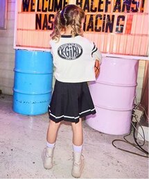 X-girl Stages | オーバルロゴライントレーナー+ラインプリーツスカートセット(セットアップ)