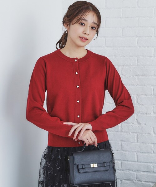 index（インデックス）の「◆≪エマール検証済≫7colorビジュー釦クルーネックカーディガン【洗濯機洗い可】（カーディガン/ボレロ・レディース・ワインレッド/サックスブルー系7/ダークグレー/ネイビー/オフホワイト/ナチュラル/ブラック系7・34/36/38/40/42）」の20枚目の写真