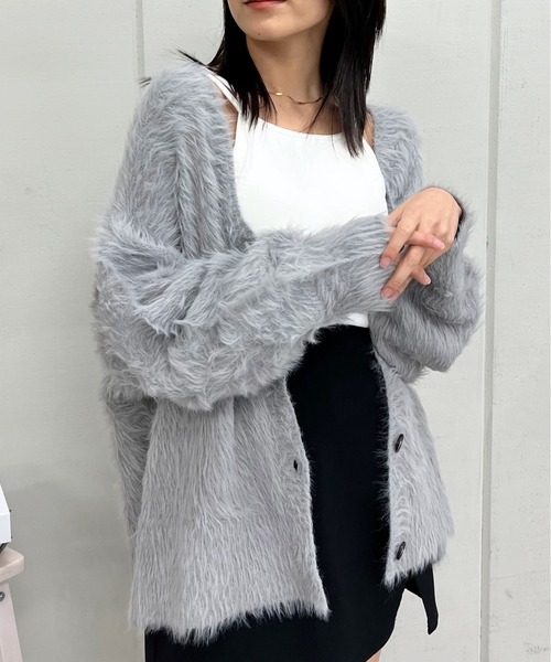 &soiree(アンドソワレ)の「【&soiree】モヘアライクシャギーニットカーディガン(CP)(カーディガン/ボレロ・レディース・チャコール/グリーン/グレー/ブラック/アイボリー・FREE)」の1枚目の写真