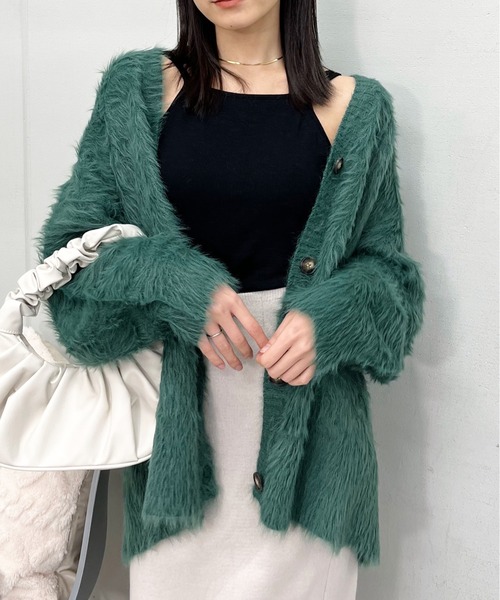 &soiree(アンドソワレ)の「【&soiree】モヘアライクシャギーニットカーディガン(CP)(カーディガン/ボレロ・レディース・チャコール/グリーン/グレー/ブラック/アイボリー・FREE)」の5枚目の写真