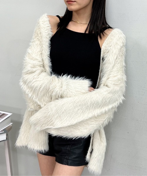 &soiree(アンドソワレ)の「【&soiree】モヘアライクシャギーニットカーディガン(CP)(カーディガン/ボレロ・レディース・チャコール/グリーン/グレー/ブラック/アイボリー・FREE)」の8枚目の写真