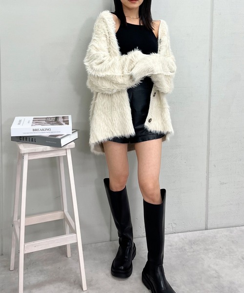 &soiree(アンドソワレ)の「【&soiree】モヘアライクシャギーニットカーディガン(CP)(カーディガン/ボレロ・レディース・チャコール/グリーン/グレー/ブラック/アイボリー・FREE)」の9枚目の写真