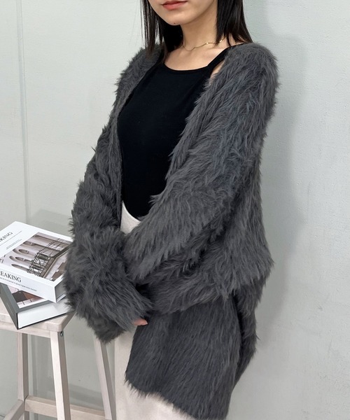 &soiree(アンドソワレ)の「【&soiree】モヘアライクシャギーニットカーディガン(CP)(カーディガン/ボレロ・レディース・チャコール/グリーン/グレー/ブラック/アイボリー・FREE)」の16枚目の写真