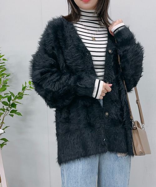 カーディガン 「＆soiree」モヘアライクシャギーニットカーディガン(CP) レディース ＆soiree カーディガン 「＆soiree」モヘアライクシャギーニット
