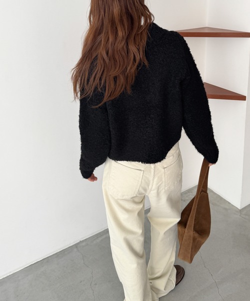 CANAL JEAN（キャナルジーン）の「El mar　ブークレニットジップジャケット（カーディガン/ボレロ・レディース・ブラック/ベージュ・ONE SIZE）」の4枚目の写真