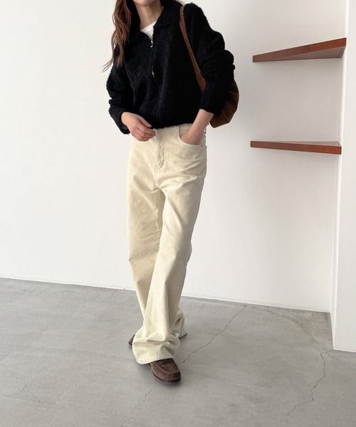 CANAL JEAN（キャナルジーン）の「El mar　ブークレニットジップジャケット（カーディガン/ボレロ・レディース・ブラック/ベージュ・ONE SIZE）」の5枚目の写真