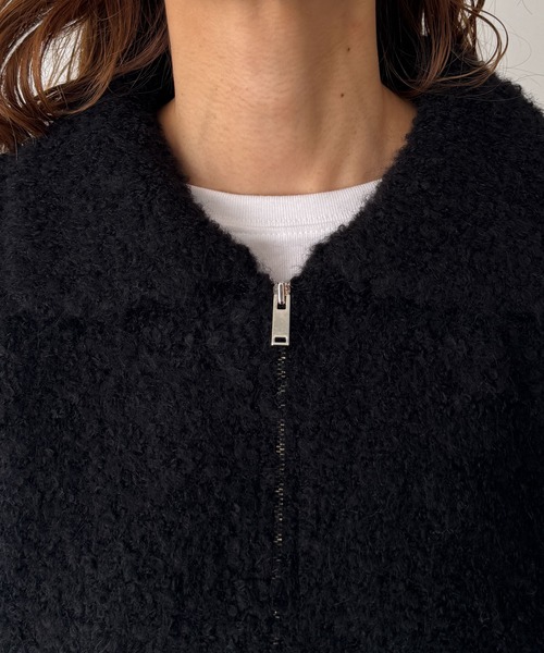 CANAL JEAN（キャナルジーン）の「El mar　ブークレニットジップジャケット（カーディガン/ボレロ・レディース・ブラック/ベージュ・ONE SIZE）」の9枚目の写真