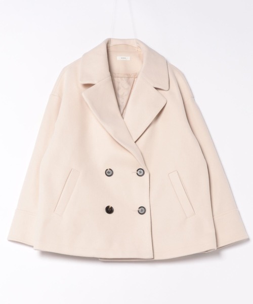 saloon(サルーン)の「SALOON(サルーン)/ショートPコート(ピーコート・レディース・キャメル/グレー/オフホワイト・FREE)」の8枚目の写真