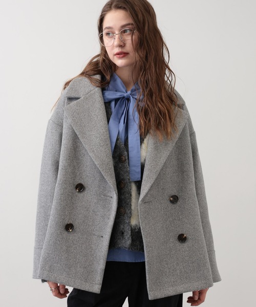 saloon(サルーン)の「SALOON(サルーン)/ショートPコート(ピーコート・レディース・キャメル/グレー/オフホワイト・FREE)」の15枚目の写真