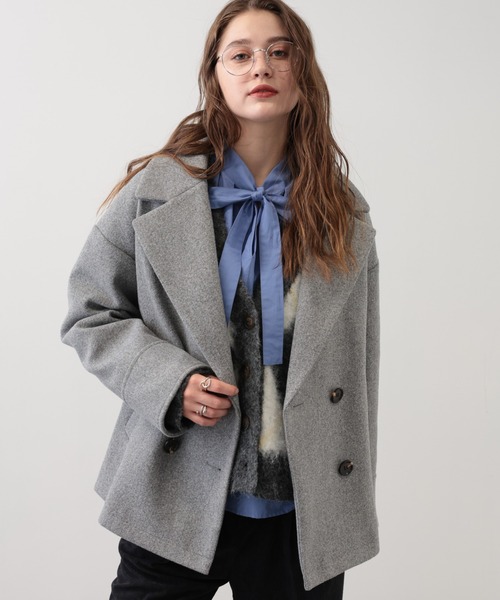 saloon(サルーン)の「SALOON(サルーン)/ショートPコート(ピーコート・レディース・キャメル/グレー/オフホワイト・FREE)」の17枚目の写真