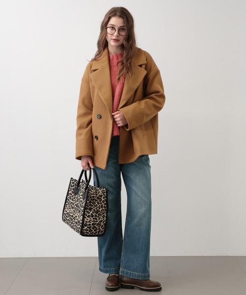 saloon(サルーン)の「SALOON(サルーン)/ショートPコート(ピーコート・レディース・キャメル/グレー/オフホワイト・FREE)」の19枚目の写真