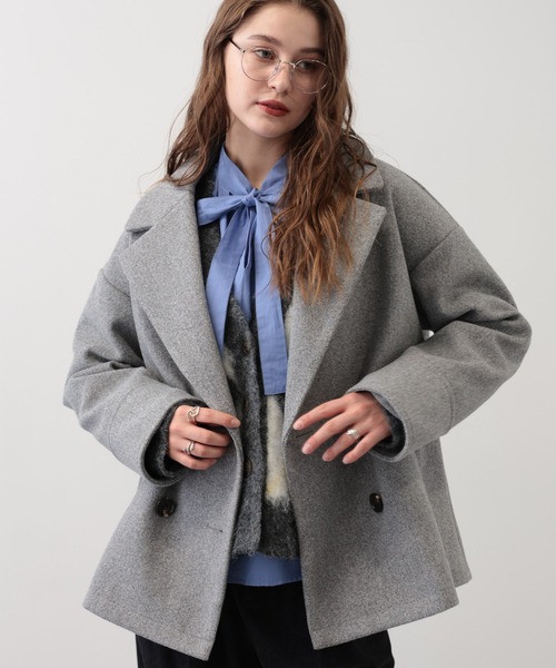 saloon(サルーン)の「SALOON(サルーン)/ショートPコート(ピーコート・レディース・キャメル/グレー/オフホワイト・FREE)」の16枚目の写真