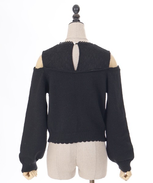 axes femme POETIQUE（アクシーズファムポエティック）の「メニーリボン肩あきニットＰＯ（ニット/セーター・レディース・ブラック/ピンク/キナリ・MEDIUM）」の9枚目の写真