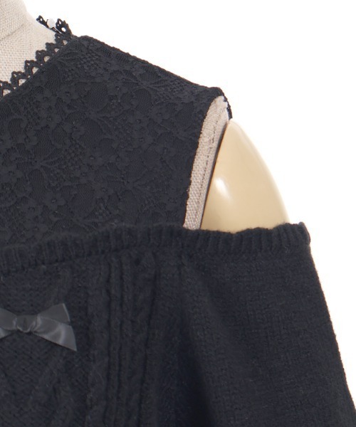 axes femme POETIQUE（アクシーズファムポエティック）の「メニーリボン肩あきニットＰＯ（ニット/セーター・レディース・ブラック/ピンク/キナリ・MEDIUM）」の12枚目の写真